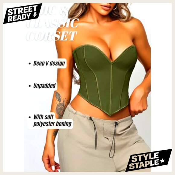 Strapless Overbust Corset Top, Heart Neckline, Size 6, Polyester, Rave Wear - Picture 2 of 7